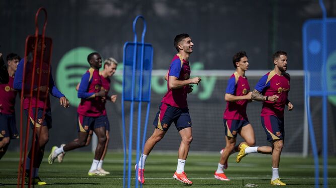 Un entrenamiento del Barcelona esta semana.