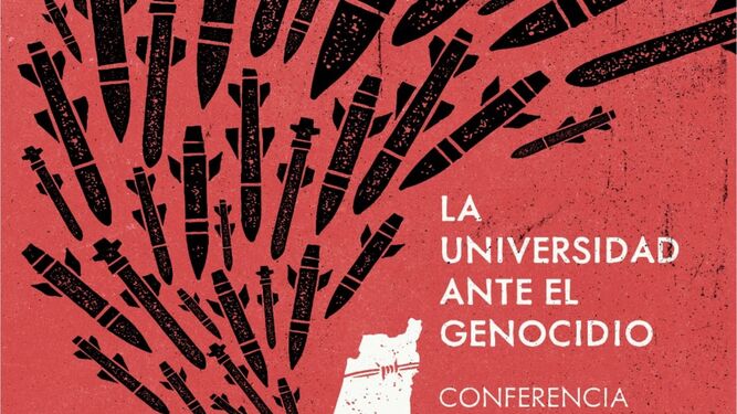 Cartel del evento La Universidad ante el genocidio.